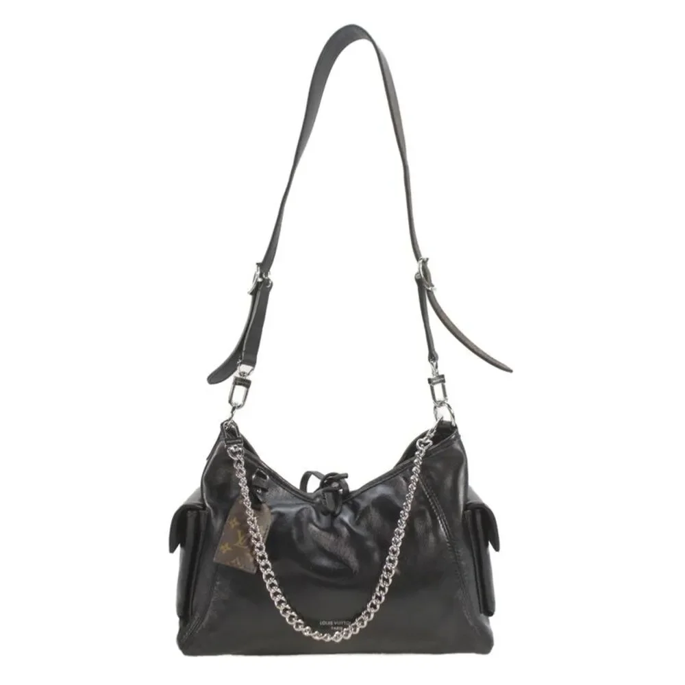 Louis Vuitton Womens Lambskin CarryAll Cargo Vibe PM Bag Black
